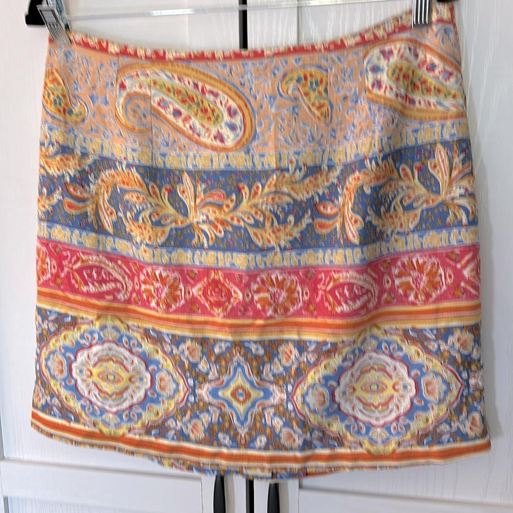 Rachel Zoe Pink and Blue‎ Paisley Mosaic Boho Mini Skirt Size 12 New with Tags